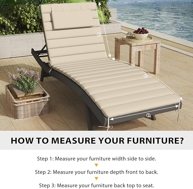 Sundale Outdoor Olefin Quilted Lounge Cushion Set of 4, Patio Foldable Chaise