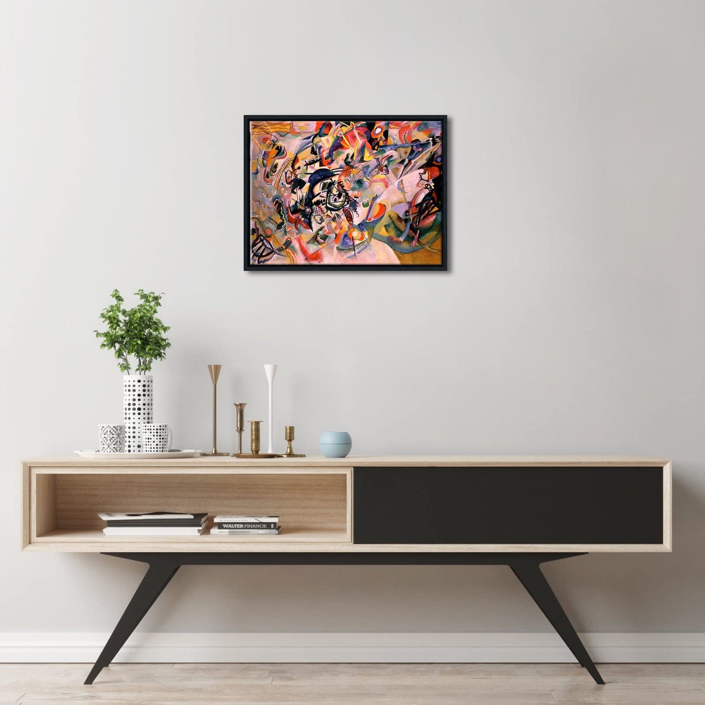 Wieco Art Framed Canvas Wall Art Composition VII, 1913 by Wassily Kandinsky Classic Abstract Famous Paintings Reproductions Canvas Wall Art for Home Decoration