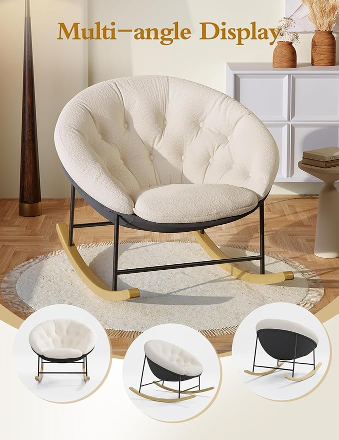 Kidirect Wide Rocking Chair Nursery, Comfy Saucer Nursery Rocking Chairs