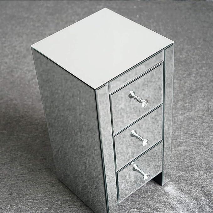 Mirrored End Table Modern Small Sofa Corner Table