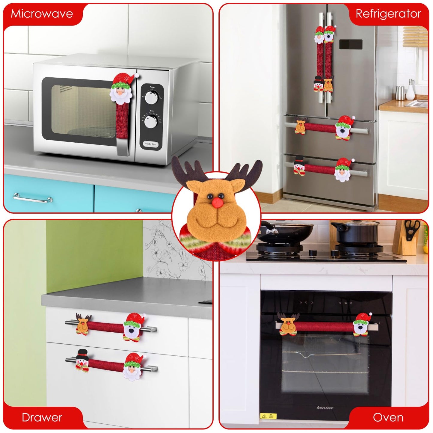 KATUMO Christmas Refrigerator Handle Covers, 8PCS Kitchen Appliance Handle Protectors - Adorable Snowman Design, Fridge & Microwave Oven & Dishwasher Safe