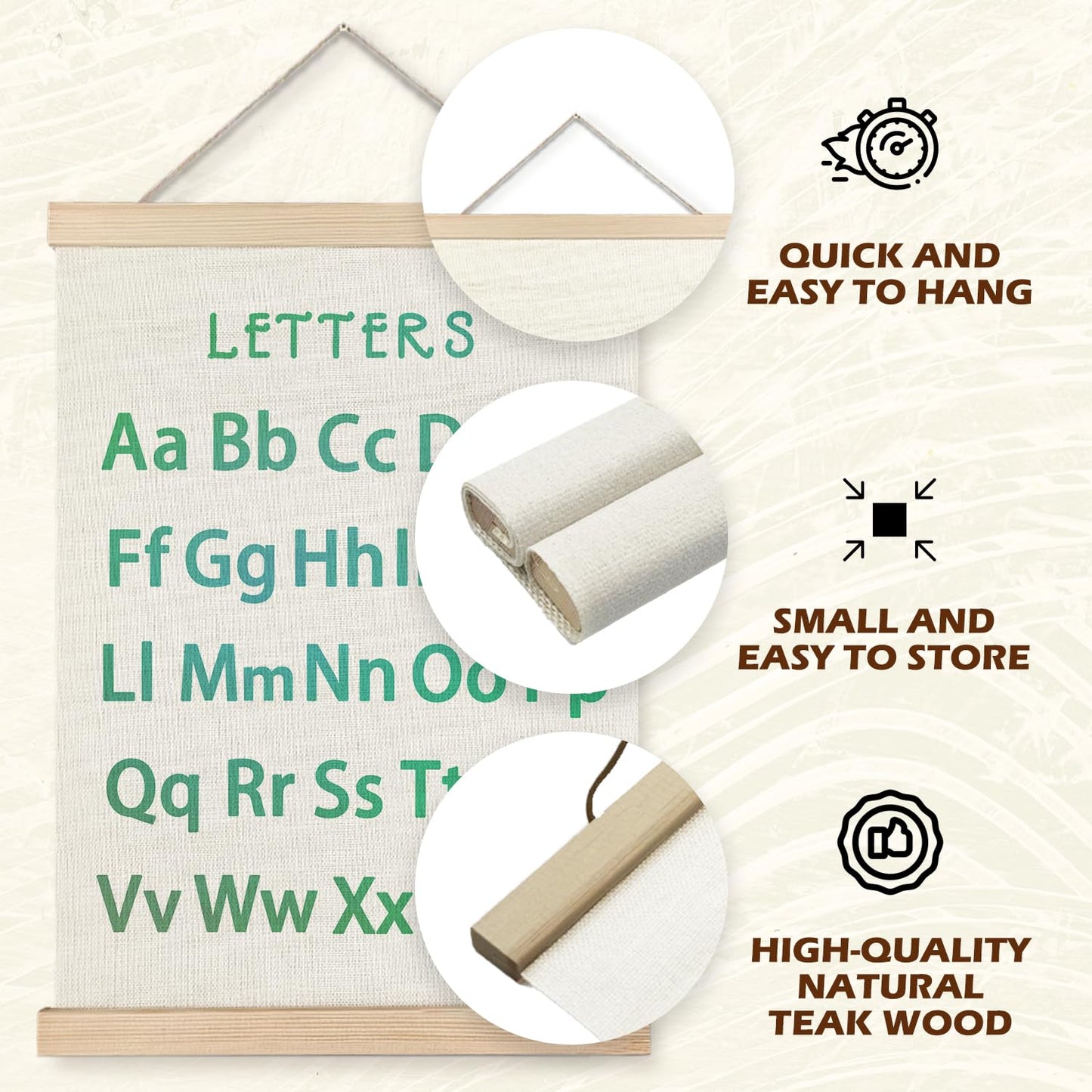 Supwhd Classroom Wall Decor, Numbers and Alphabet Educational Wall Art Poster, Alphabet ABC Numbers from 1 to 20 Poster Wall Decor for Toddler Kids Room Playroom Classroom, 12x16 Set of 2（Green）