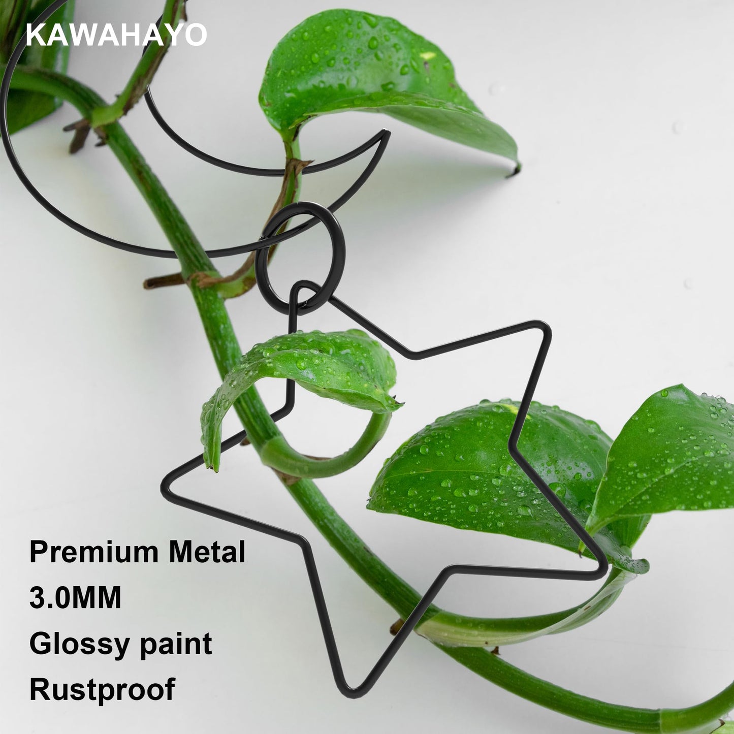 20 Pcs Chain Trellis for Climbing Plants, Plant Trellis Indoor and Outdoor, Garden Wall Trellis, Vine Support Plant Accessories for Monstera, Pothos, Ivy, Climbing Plants (Black Moon and Star)