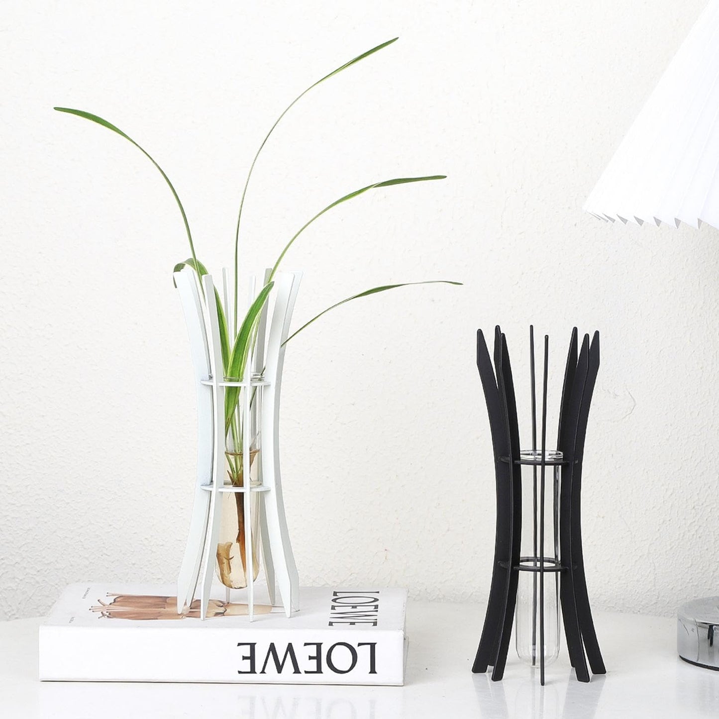 Gcljlmy Hydroponic Plant Glass Tube Flower Vase Desktop Decoration Sturdy Decorative for Plant Propagating Terrariums (White 8x8x24cm)