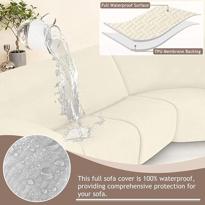 ALIECOM 100% Waterproof Recliner Sectional Couch Covers L Shape Stretch Corner