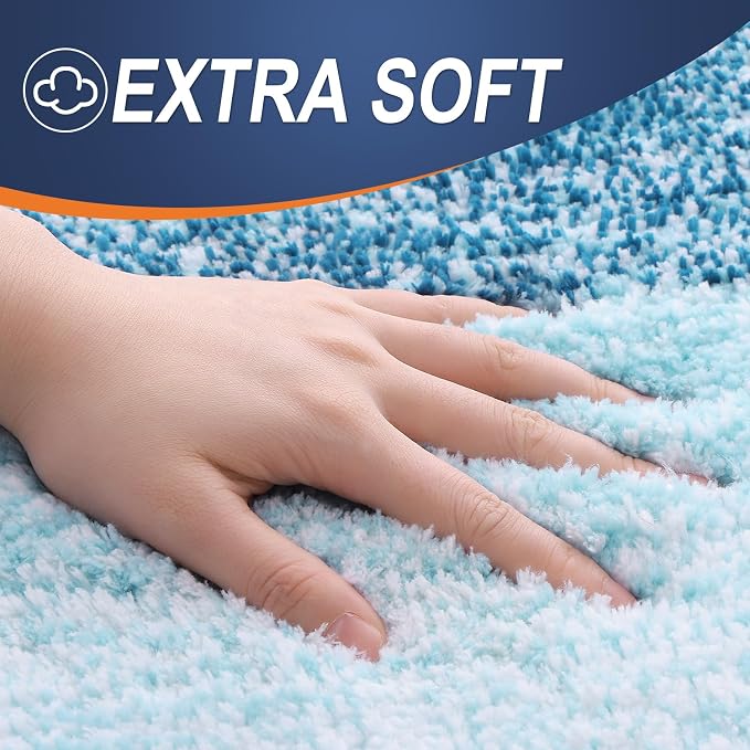 OLANLY Large Bathroom Rugs Mat 40x24, Extra Soft Absorbent Microfiber Bath Rugs, Rubber Backing, Quick Dry, Washable Bath Mats for Bathroom Floor, Tub and Shower, Home Decor Accessories, Peacock Blue