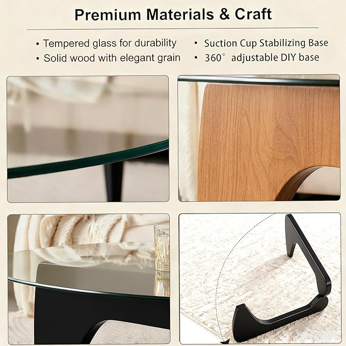 Modern Coffee Table for Living Room, 35.8" Minimalist Black Center Table