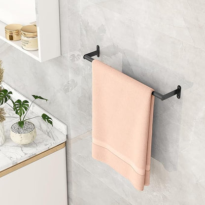 Towel Bar for Bathroom Wall, Matte Black Bathroom Towel Bar Wall, 16 Inch Single Towel Bar Rod for Hanging Towels, Stainless Steel