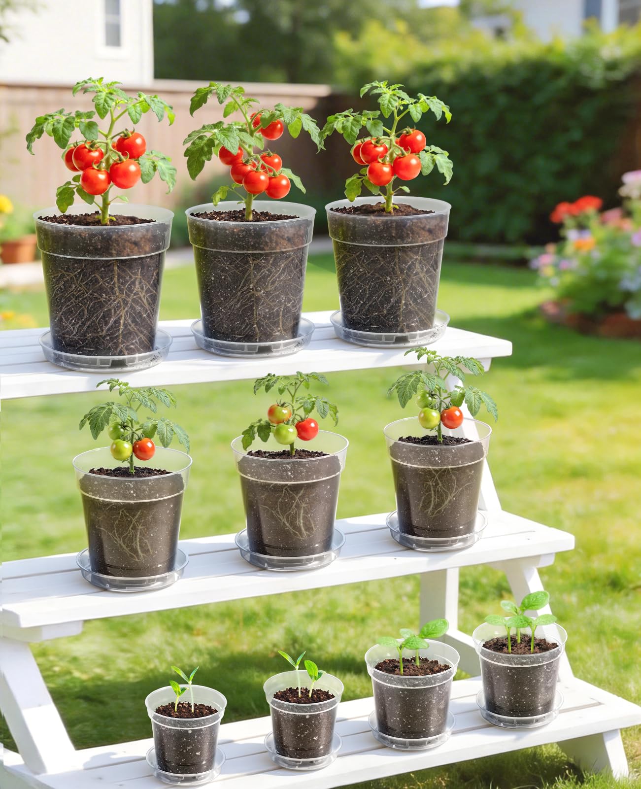 homenote 4 Inch Clear Nursery Pots 30 Pack with Drainage and Plant Saucers, Rigid High Transparency Plastic Nursery Pots for Plants,Thick Walled Planter Nursery Pots with Upgraded Drainage Holes