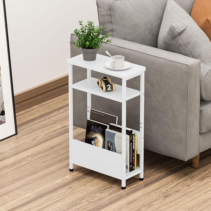 THUMEYE 7.1" Narrow Side Table for Small Spaces, 3 Tier Small End Table