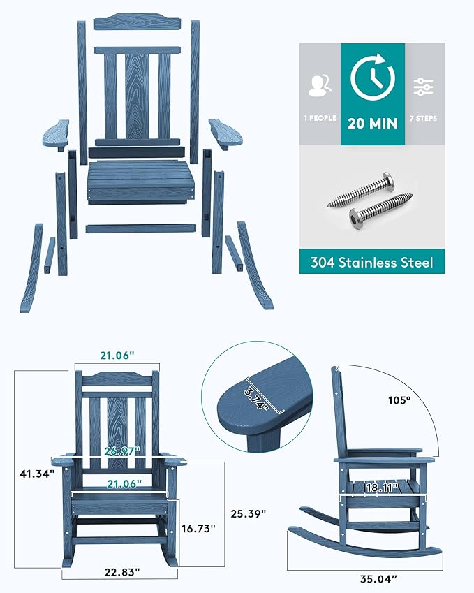SERWALL HDPE Outdoor Rocking Chair