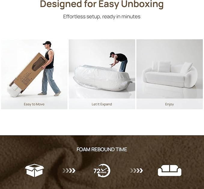 SICOTAS 90.6" Curved Convertible Sofa Couch Bed