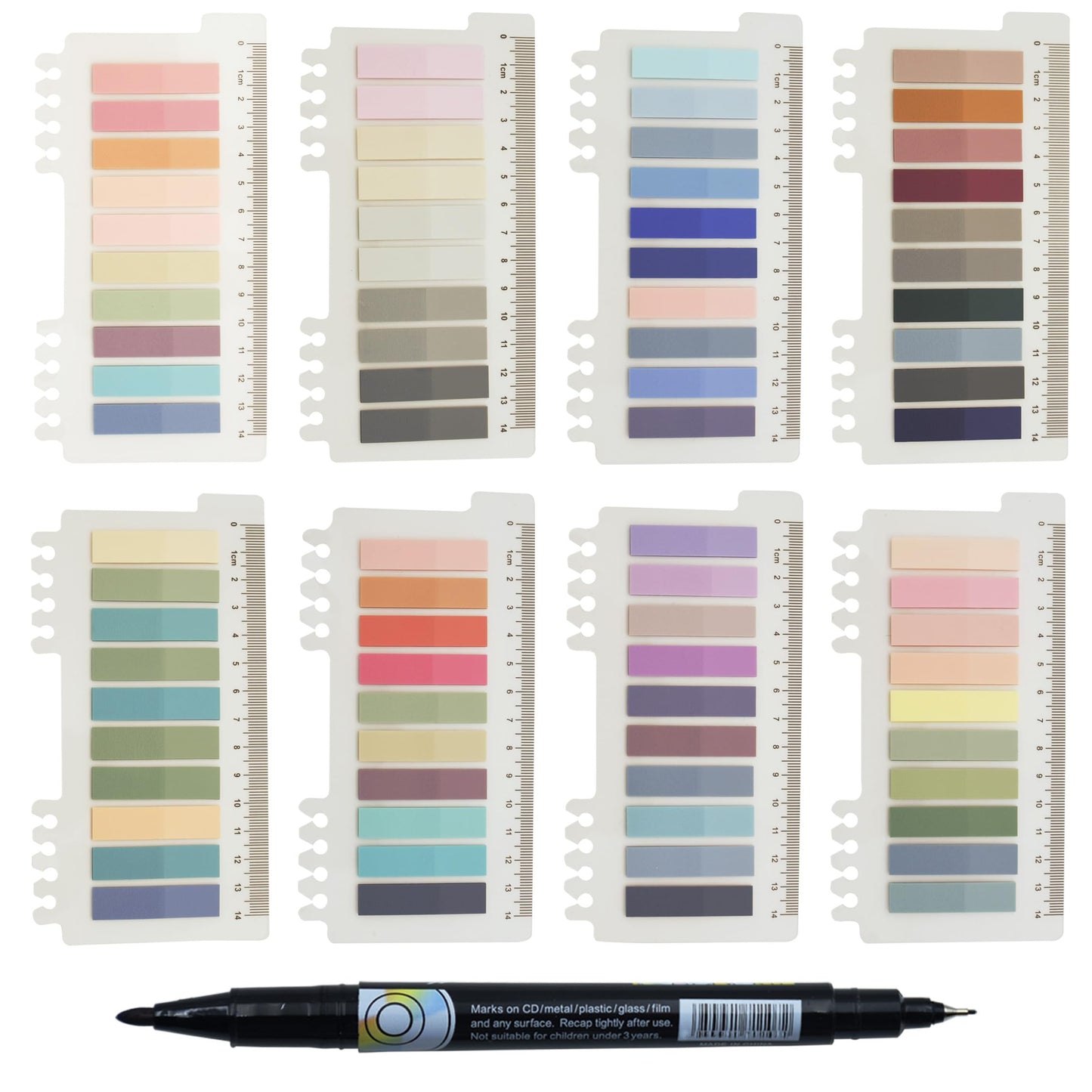 YOUDEFUL 1600pcs Translucent Page Markers,Morandi Sticky Note Tabs with Binders,Repositionable Book Flags Tabs Strip for Annotating Books,Clear Sticky Notes,Page Tabs,Index Tabs