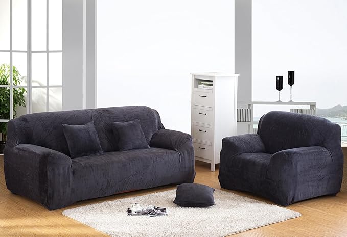 vctops 1-Piece Velvet Plush Stretch Sofa Slipcover