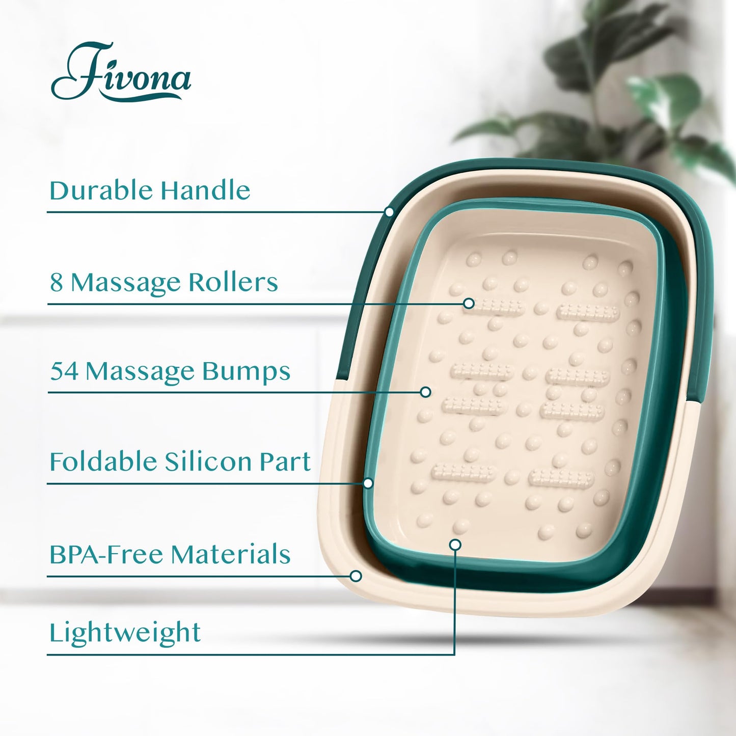 Fivona Collapsible Foot Bath Basin - Pedicure Foot Soaking Tub for Tired Feet, Cracked Heels, Soothe Soreness, Soften Calluses