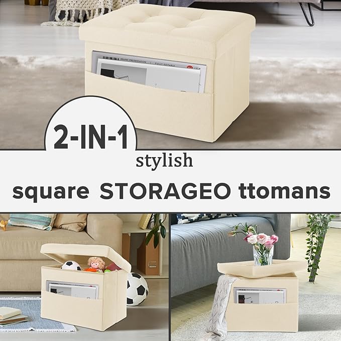 LINMAGCO Storage Ottoman Folding Foot Stool Foot Rest