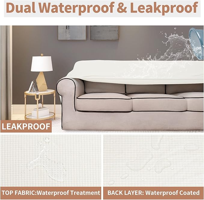 Easy-Going 100% Waterproof Couch Cover, Dual Waterproof Sofa Cover, Stretch