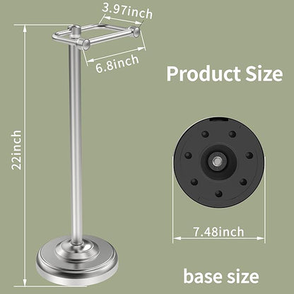 Toilet Paper Holder Stand, Brushed Nickel Toilet Paper Holder Free Standing,Post Pivoting Design & Stable Weighted Base SUS304 Stainless Steel for Bathroom