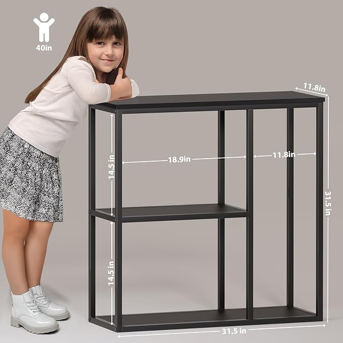 WOHOMO Console Table, 31.5'' x 31.5'' Black Industrial Sofa Table