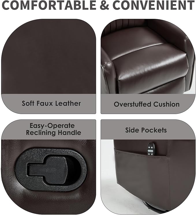 Trustyue Swivel Rocker Recliner Chair, 360° Swivel Recliner
