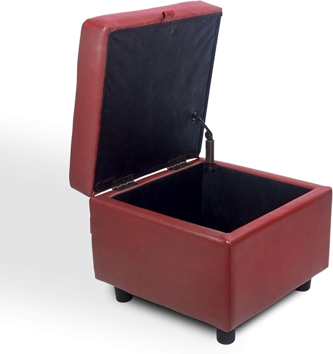 H&B Luxuries Tufted Leather Square Flip Top Storage Ottoman Cube Foot Rest
