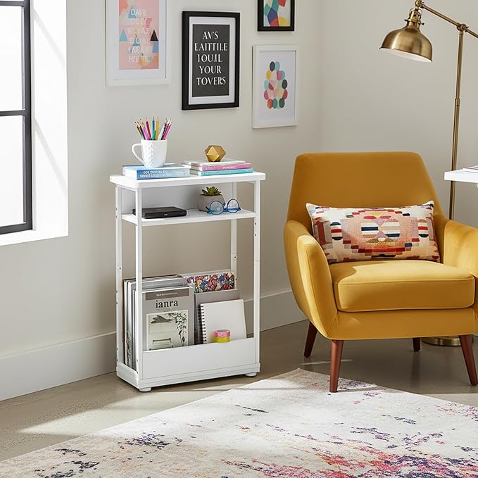 Narrow Side Table, 3-Tier Slim End Table