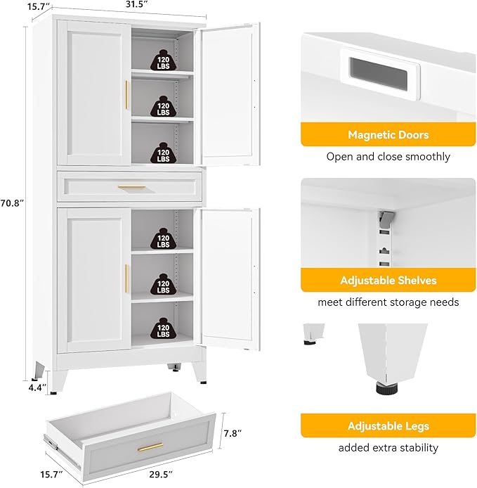 YAUWOH 71''Tall Kitchen Pantry Cabinet