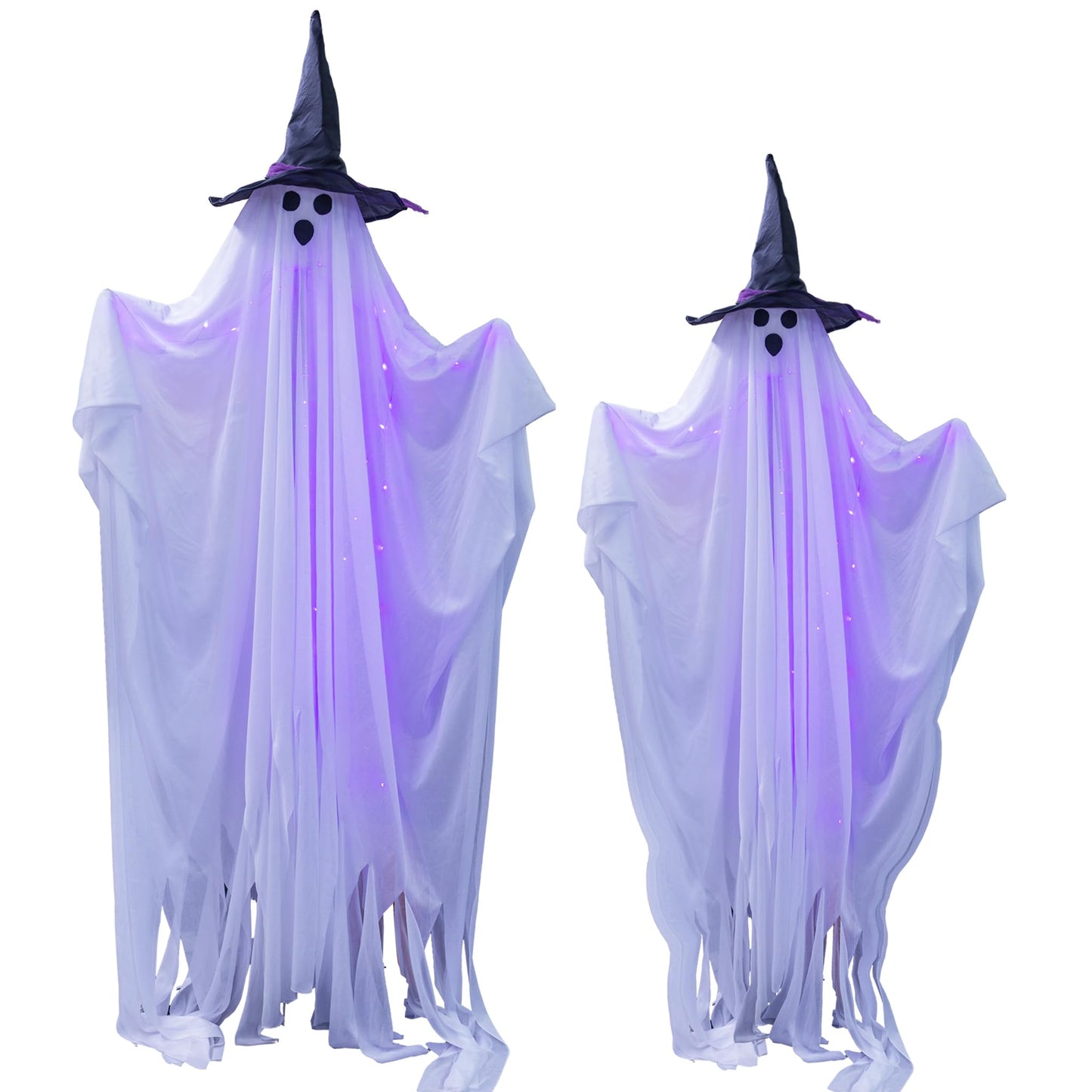 Hourleey Halloween Decorations Outdoor, 2 Pack Standing Lighted up Spooky Ghosts Halloween Decor Indoor for Porches Yard Party Lawn