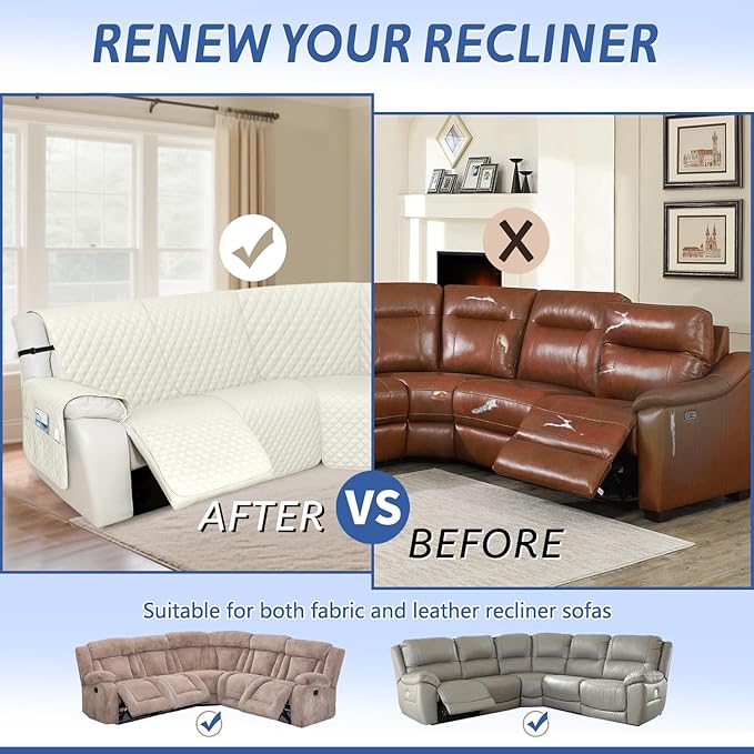 Arfntevss Recliner Sectional Couch Covers 1OO% Waterproof L Shape Sofa Cover