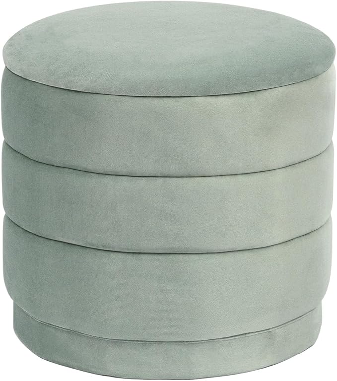 15" Upholstered Round Velvet Ottoman