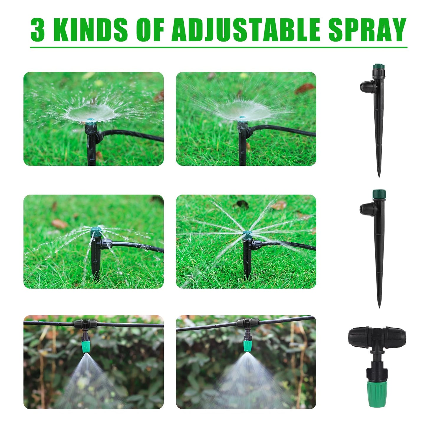 NRWRTY Leak-Proof Drip Irrigation Kit,Quick Connect Irrigation System, Lock Barbed Garden Watering System with 1/4 inch 1/2 inch Irrigation Tubing Hose for Garden,Raised Garden Bed, Lawn