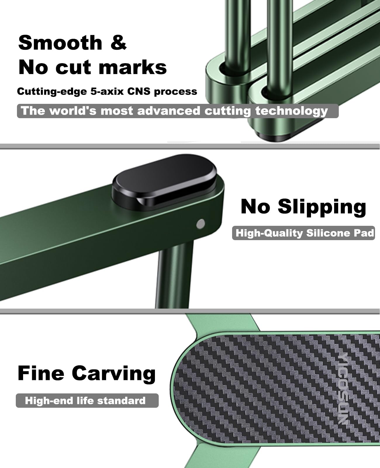 YICOSUN New Concept Laptop Stand - Adjustable Ergonomic Aluminum Riser for MacBook Pro/Air up to 15.6” - Foldable & Portable Computer Stand for Desk, Students, Office, Travel, Gaming - Green