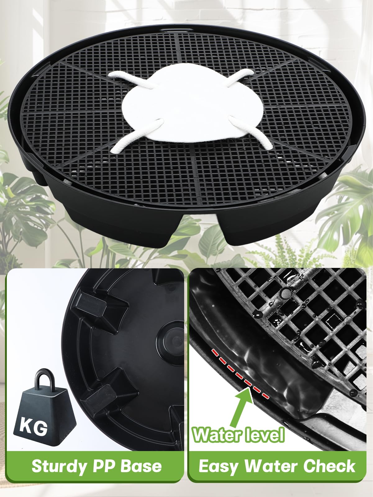 MADHOLLY Self Watering Pots for Indoor Plants with Grow Bags - 2 Pack 5 Gallon Thick Fabric Auto Irrigation Planter with Portable Handles, Water Storage Saucer, for Outdoor Vegetables, Herbs, Flower