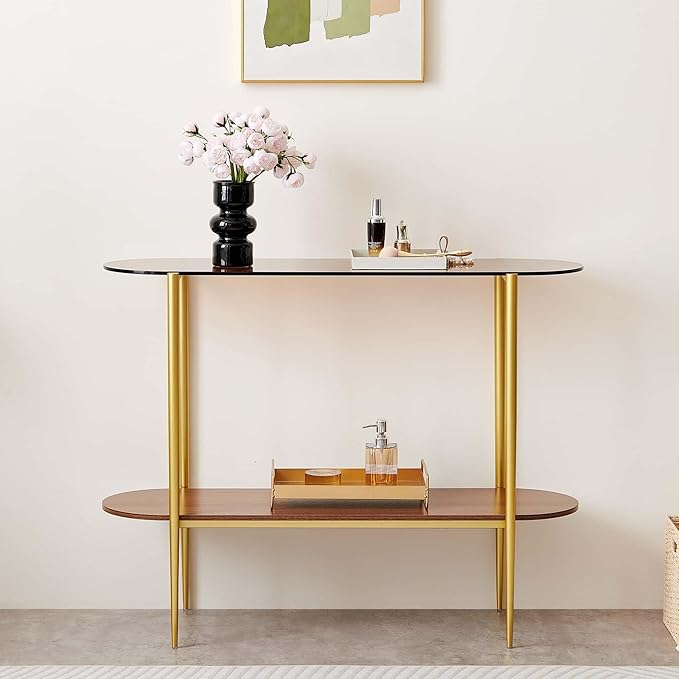 LumFurn Oval Glass Console Table