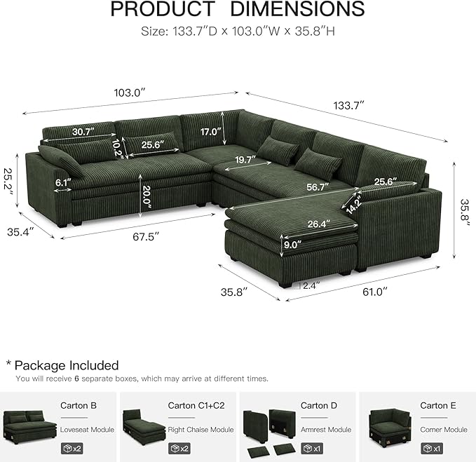 Belffin Large Modular Sectional Sofa