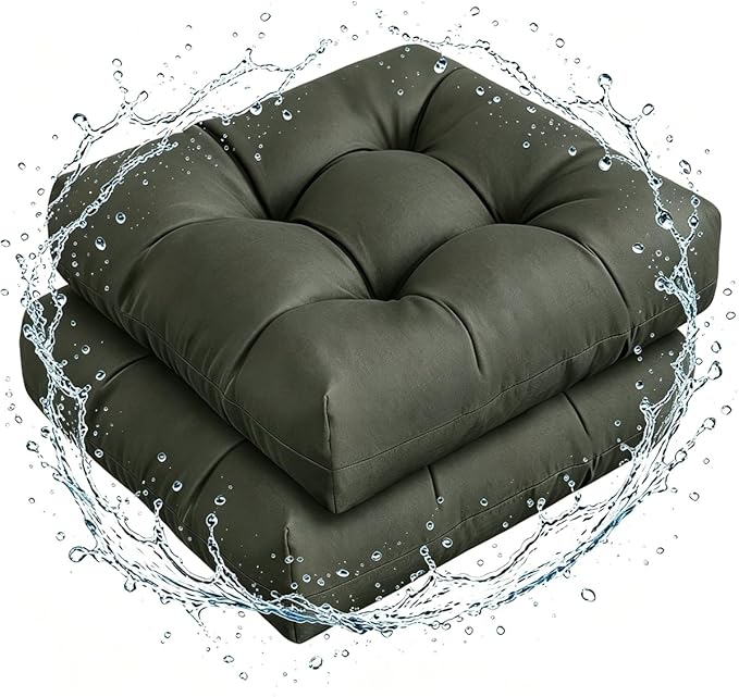 Set of 2 Outdoor Indoor Rocking Chair Cushion Square Wicker Seat Cushion