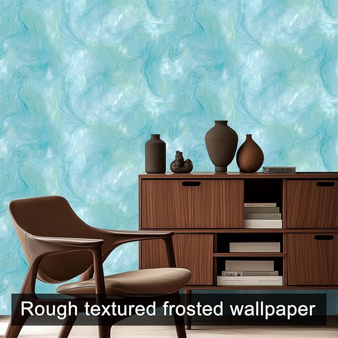 HOMETITUTE Blue Marble Wallpaper Peel and Stick Ocean Style 118.1x17.7 Inches