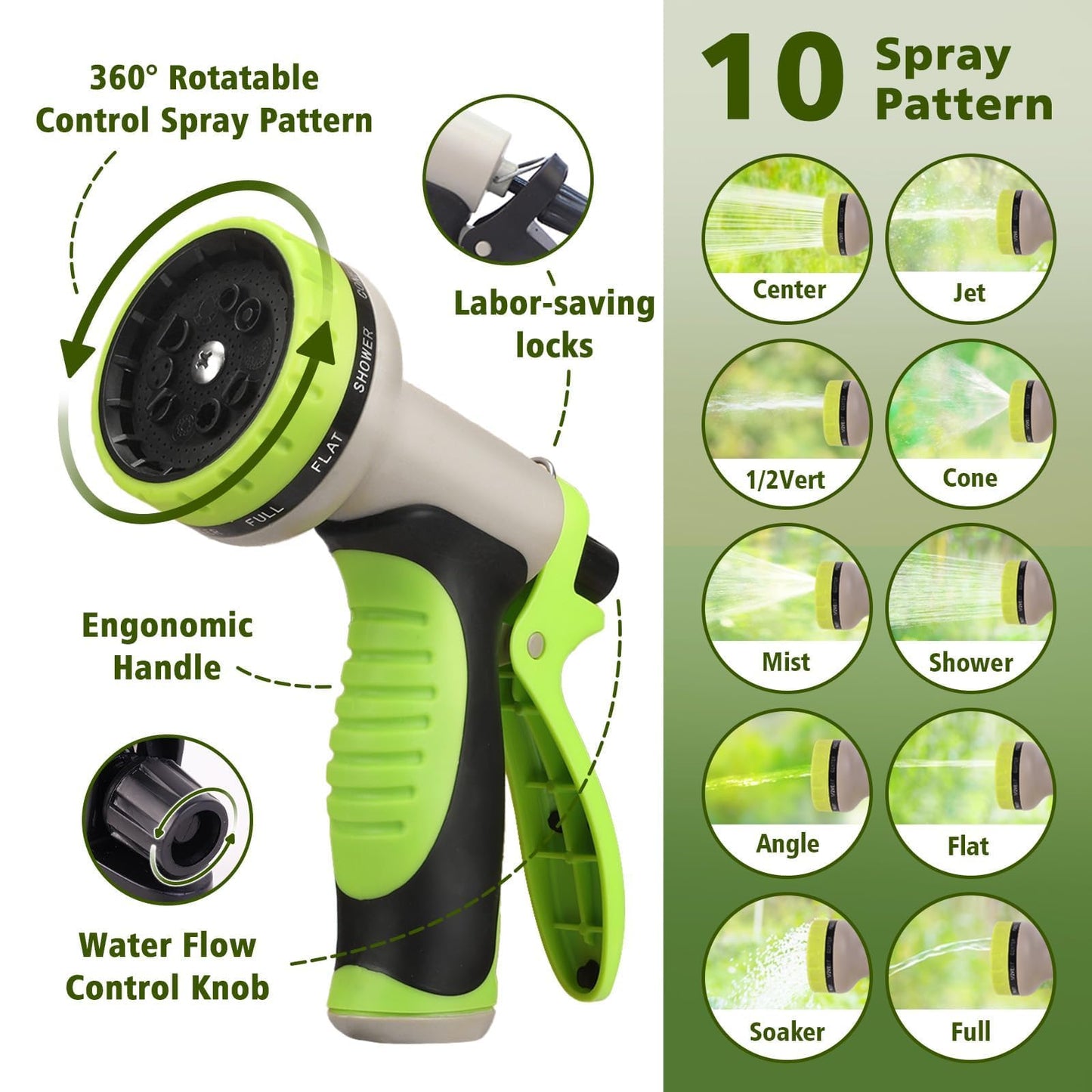 Svansea Metal Garden Hose 25ft Stainless Steel Hose Heavy Duty Flexible Water Hose with 10 Way Spray Nozzle 3/4 Solid Brass Fittings-Outdoor Yard Lightweight No Kink Leak Resistant Water Pipe