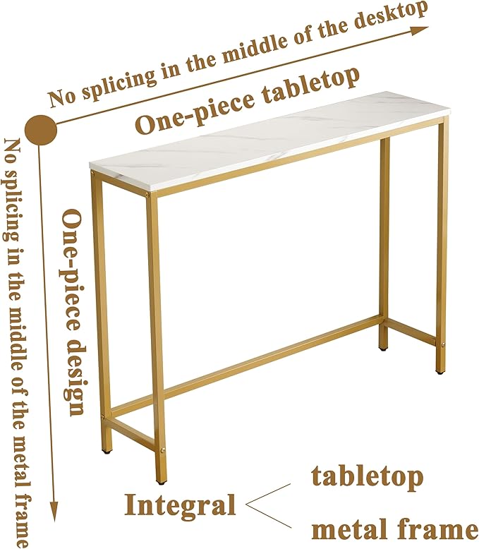 loglus Small Console Table for Entryway, Faux Marble MDF Sofa Table