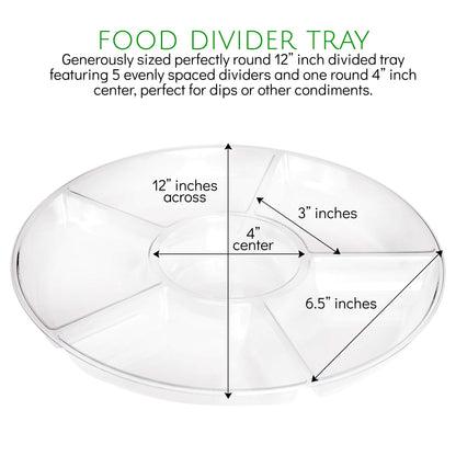 Plasticpro 6 Sectional Round Plastic Serving Tray/Platters Clear Pack of 2