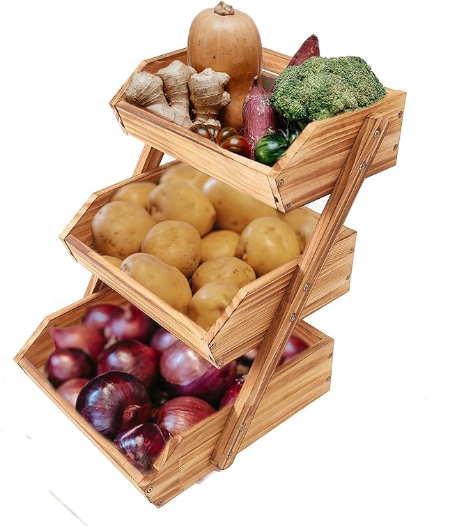 Merysen 3 Tier Wooden Fruit Basket