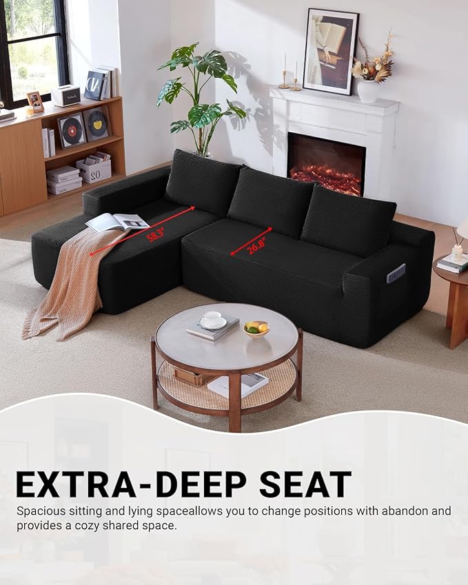 97" Cloud Sectional Couch, Modern Modular Sectional Sofa