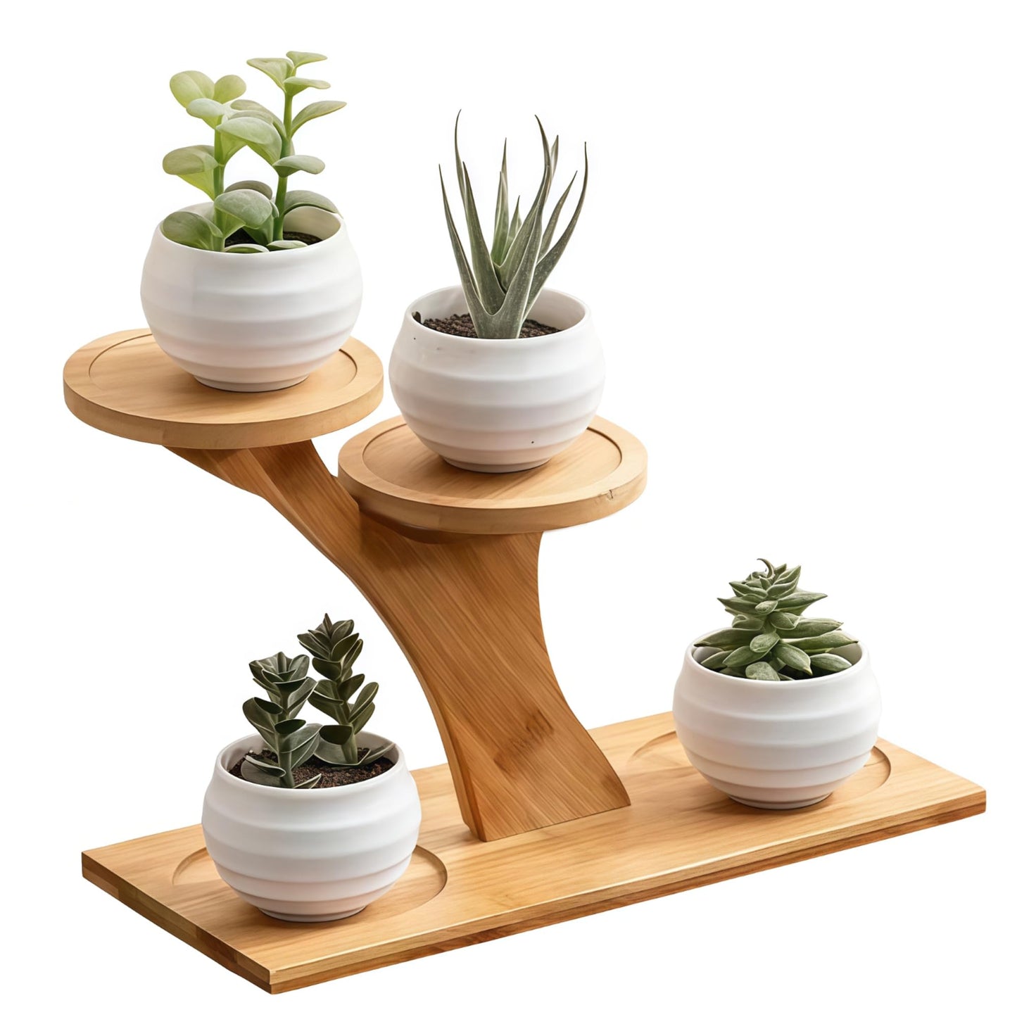 Bamboo Plant Stand - 3 Tier Window Plant Shelf for Indoor Plants | Wooden Flower Stand & Tabletop Plant Holder for Windowsills