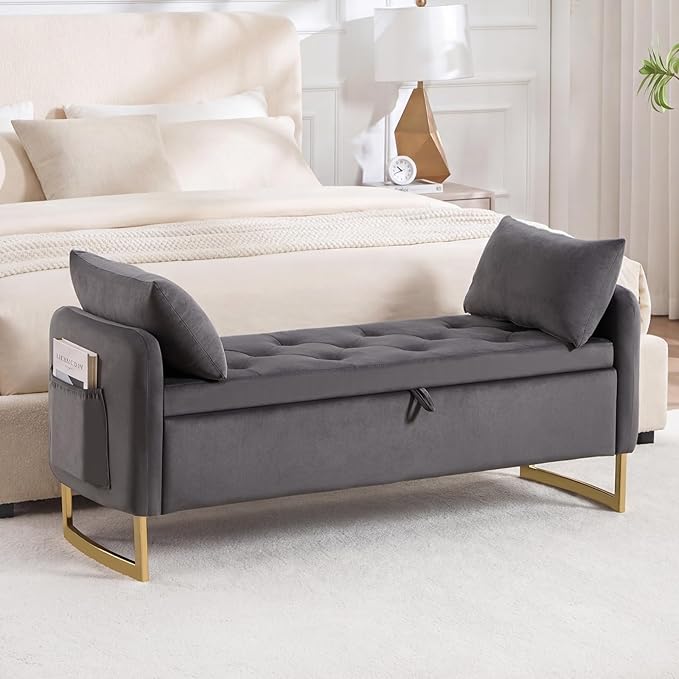 48" End of Bed Bench, Modern Storage Benches