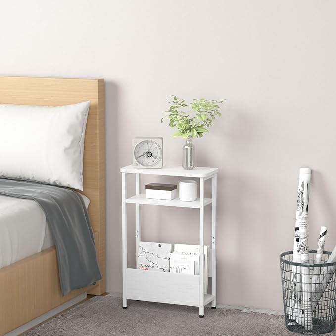 THUMEYE 7.1" Narrow Side Table for Small Spaces, 3 Tier Small End Table