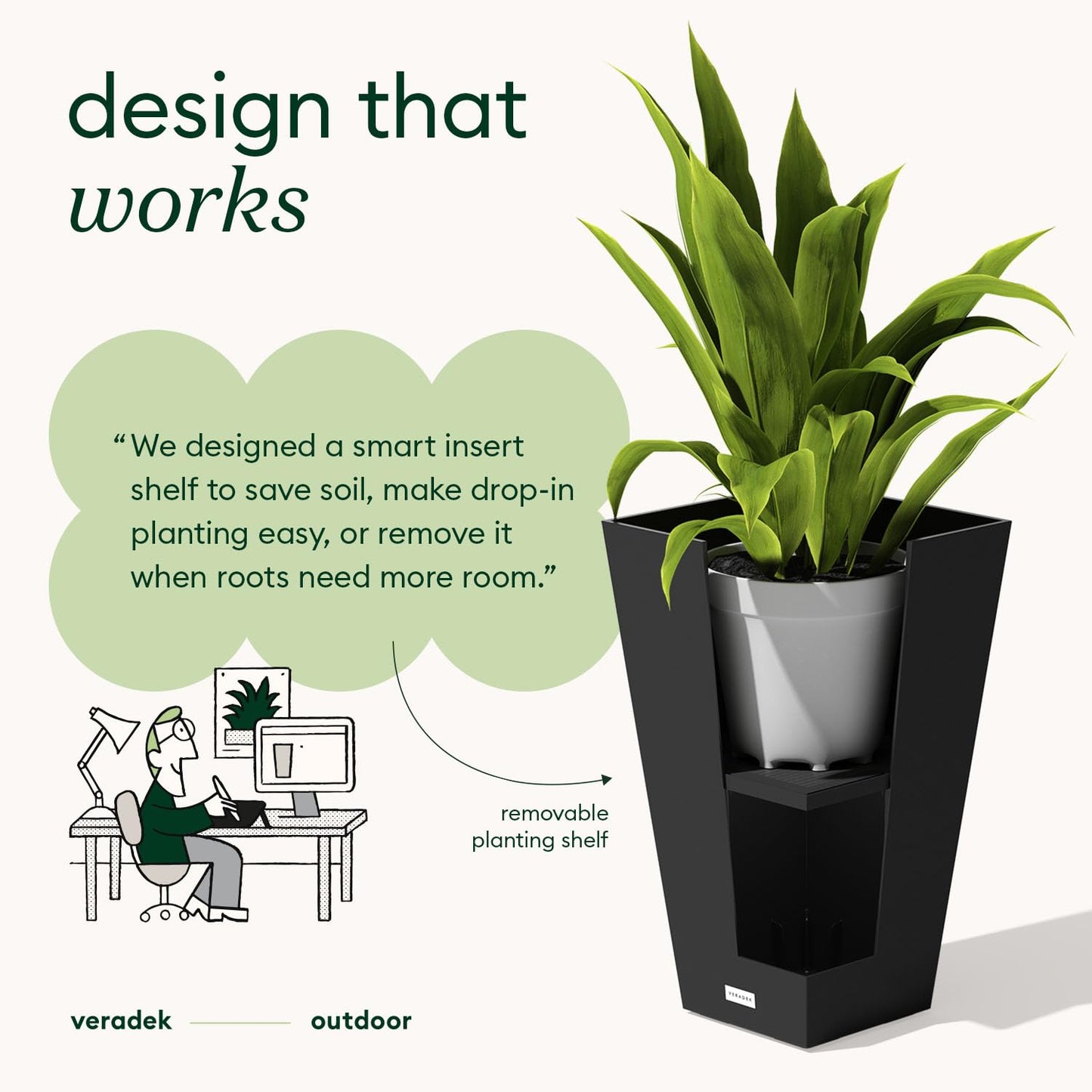 Veradek V-Resin Indoor/Outdoor Taper Planter (26 inch-2 Pack, Black)