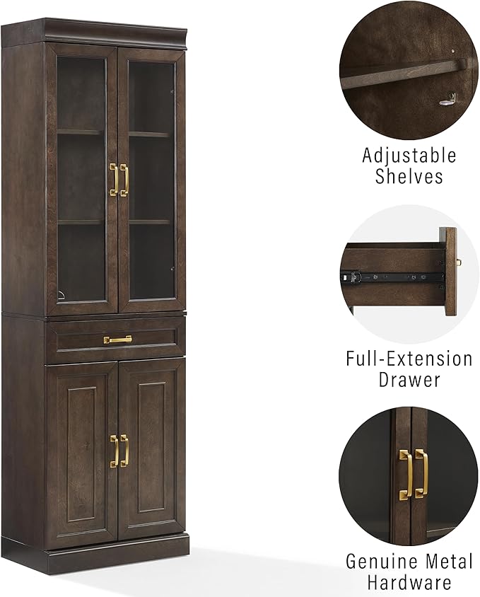 Crosley Furniture Stanton Glass Door Pantry Storage Cabinet