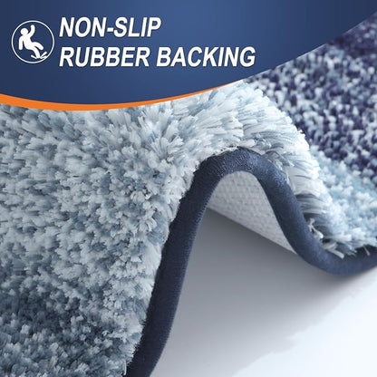 OLANLY Bathroom Runner Rugs Mat 59x24, Extra Soft Absorbent Microfiber Bath Rugs, Rubber Backing, Quick Dry, Washable Long Bath Mats for Bathroom, Tub and Shower, Home Decor Accessories, Airy Blue