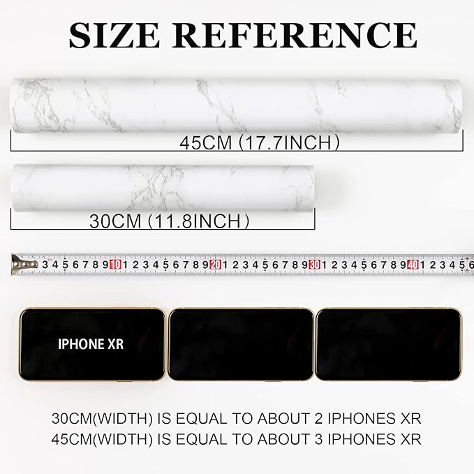 practicalWs Glossy Marble Contact Paper Granite White/Grey Kitchen Countertop
