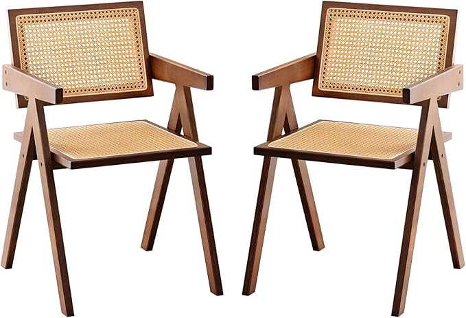 Furlide Rattan Accent Chairs, Modern Mid Century Dining Chairs Set of 2